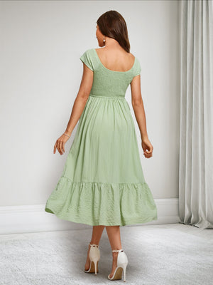 A-Line/Princess V-Neck Short Sleeves Ruched Asymmetrical Baby Shower Dresses with Ruffles