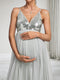 A-Line/Princess Spaghetti Straps Sleeveless Ankle-Length Sequins Maternity Dresses