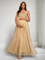 A-Line/Princess V-Neck Sleeveless Ankle-Length Tulle Baby Shower Dresses with Sequins