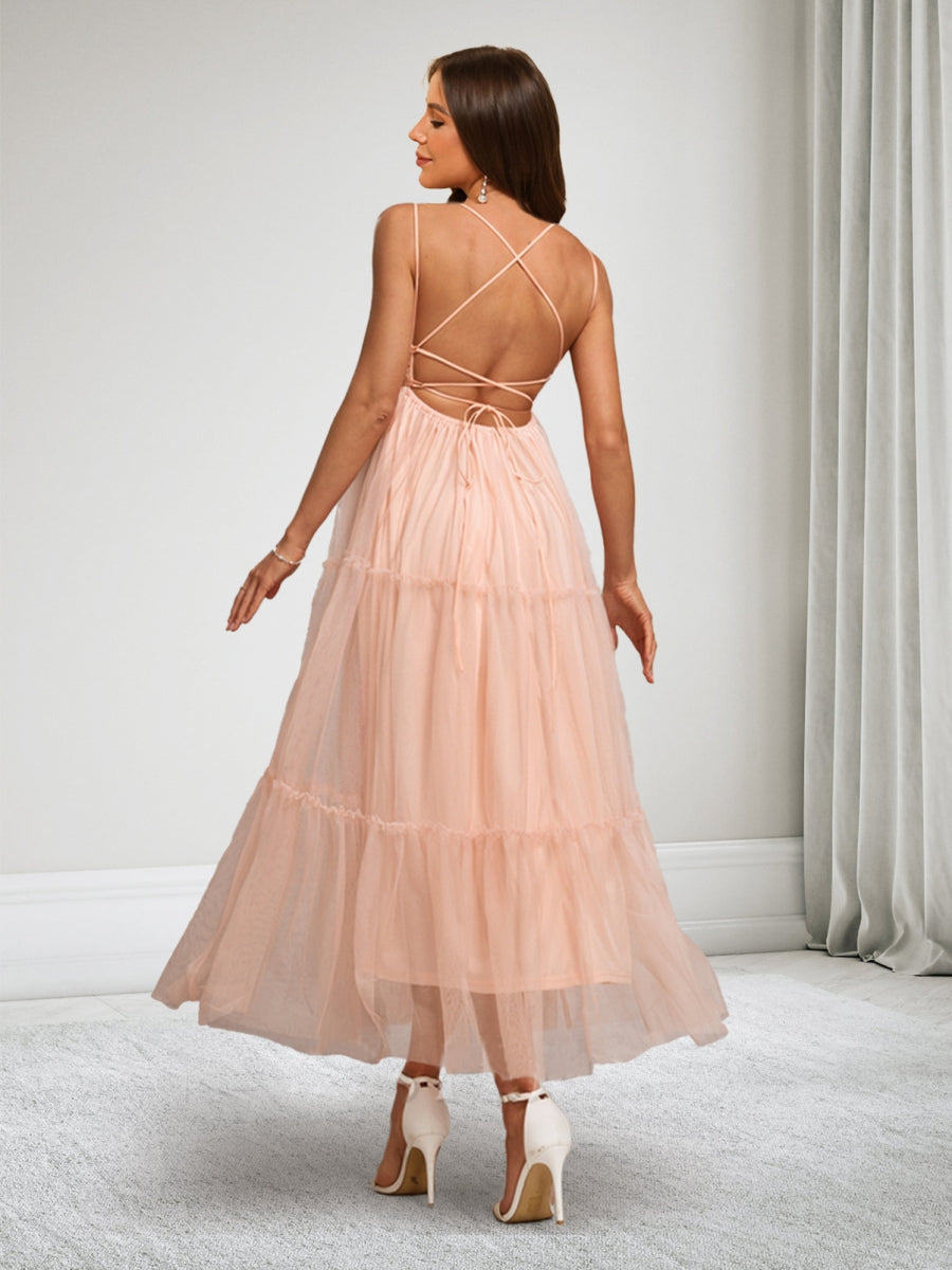 A-Line/Princess Spaghetti Straps Sleeveless Tulle Baby Shower Dresses with Sequins