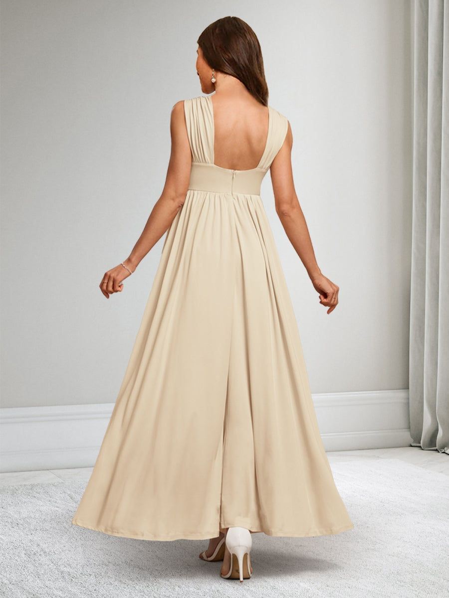 A-Line/Princess V-Neck Sleeveless Elegant Baby Shower Dresses with Split Side