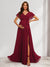 A-Line/Princess V-Neck Ruched Long Baby Shower Bridesmaid Dresses with Pleats & Split Side