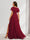 A-Line/Princess V-Neck Ruched Long Maternity Bridesmaid Dresses with Pleats & Split Side