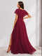 A-Line/Princess V-Neck Ruched Long Maternity Bridesmaid Dresses with Pleats & Split Side