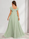 A-Line/Princess Square Neck Maternity Bridesmaid Dresses with Ruffles & Side Slit