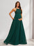 A-Line/Princess Halter Straps Sleeveless Long Baby Shower Bridesmaid Dresses with Lace Appliques