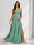 A-Line/Princess One-Shoulder Sleeveless Ruched Baby Shower Bridesmaid Dresses with Split Side