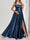 A-Line/Princess Square Neck Floor-Length Maternity Bridesmaid Dresses with Split Side & Pleats
