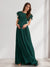 A-Line/Princess Scoop Short Sleeves Ruched Floor-Length Chiffon Baby Shower Bridesmaid Dresses
