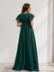 A-Line/Princess Scoop Short Sleeves Ruched Floor-Length Chiffon Maternity Bridesmaid Dresses