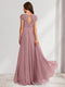 A-Line/Princess Round Neck Long Maternity Bridesmaid Dresses with Lace Appliques
