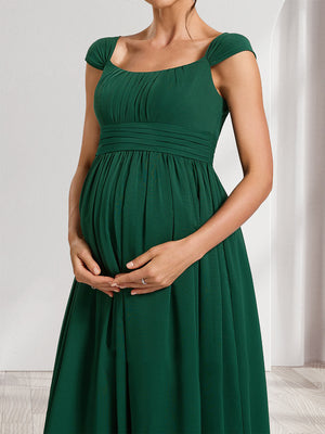 A-Line/Princess Square Ruched Floor-Length Chiffon Baby Shower Bridesmaid Dresses with Pleats