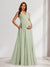A-Line/Princess V-Neck Ruched Chiffon Baby Shower Bridesmaid Dresses with Pleats & Side Slit