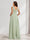 A-Line/Princess V-Neck Ruched Chiffon Maternity Bridesmaid Dresses with Pleats & Side Slit