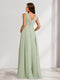 A-Line/Princess V-Neck Ruched Chiffon Maternity Bridesmaid Dresses with Pleats & Side Slit