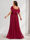 A-Line/Princess Off-the-Shoulder Ruched Long Maternity Bridesmaid Dresses with Ruffles