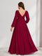 A-Line/Princess V-Neck Long Sleeves Ruched Maternity Bridesmaid Dresses with Split Side