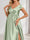 A-Line/Princess V-Neck Cap Sleeves Long Side Slit Maternity Bridesmaid Dresses with Pleats & Pockets
