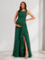 A-Line/Princess Scoop Ruched Floor-Length Baby Shower Bridesmaid Dresses with Ruffles & Side Slit