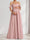 A-Line/Princess Cold Shoulder Chiffon Ruched Maternity Bridesmaid Dresses with Pleats