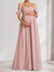 A-Line/Princess Cold Shoulder Chiffon Ruched Maternity Bridesmaid Dresses with Pleats