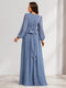 A-Line/Princess Scoop Long Sleeves Ruched Floor-Length Maternity Bridesmaid Dresses with Bow
