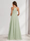 A-Line/Princess Spaghetti Straps Floor-Length Maternity Bridesmaid Dresses with Split Side & Pleats