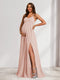 A-Line/Princess Spaghetti Straps Floor-Length Maternity Bridesmaid Dresses with Split Side & Pleats