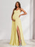 A-Line/Princess Spaghetti Straps Floor-Length Baby Shower Bridesmaid Dresses with Split Side & Pleats