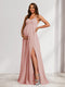 A-Line/Princess Spaghetti Straps Floor-Length Maternity Bridesmaid Dresses with Split Side & Pleats
