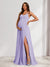 A-Line/Princess Spaghetti Straps Floor-Length Baby Shower Bridesmaid Dresses with Split Side & Pleats