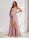 A-Line/Princess Spaghetti Straps Floor-Length Maternity Bridesmaid Dresses with Split Side & Pleats