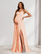 A-Line/Princess Spaghetti Straps Floor-Length Maternity Bridesmaid Dresses with Split Side & Pleats