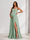 A-Line/Princess Spaghetti Straps Floor-Length Maternity Bridesmaid Dresses with Split Side & Pleats