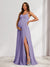 A-Line/Princess Spaghetti Straps Floor-Length Baby Shower Bridesmaid Dresses with Split Side & Pleats
