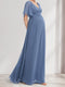 A-Line/Princess V-Neck Short Sleeves Chiffon Maternity Bridesmaid Dresses with Ruffles & Pleats
