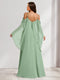 A-Line/Princess Cold Shoulder Ruched Floor-Length Maternity Bridesmaid Dresses with Ruffles & Cape