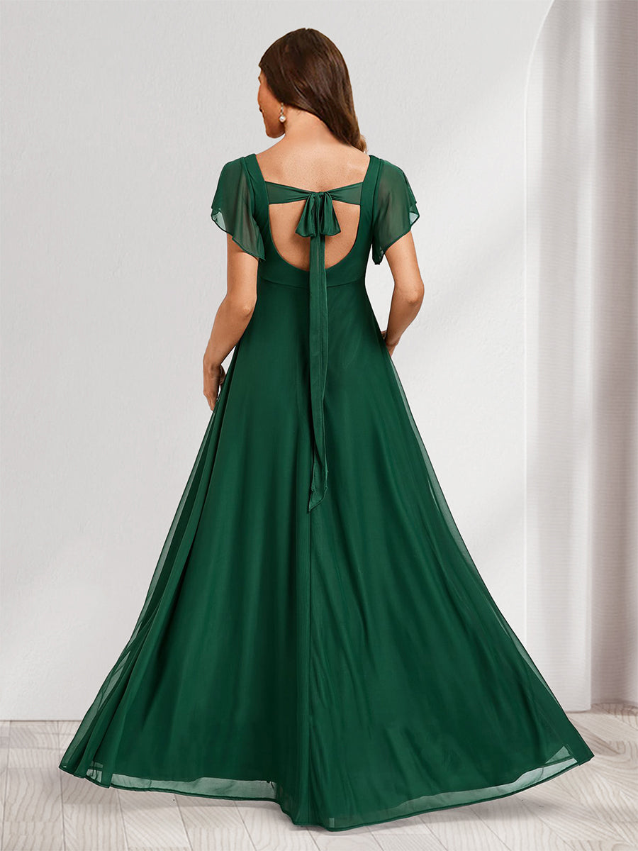 A-Line/Princess V-Neck Floor-Length Maternity Bridesmaid Dresses with Split Side &amp; Straps