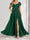 A-Line/Princess V-Neck Floor-Length Maternity Bridesmaid Dresses with Split Side & Straps