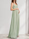 A-Line/Princess V-Neck Ruched Floor-Length Maternity Bridesmaid Dresses with Pleats