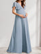 A-Line/Princess V-Neck Flutter Sleeves Maternity Bridesmaid Dresses with Bow & Ruffles