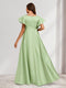 A-Line/Princess V-Neck Flutter Sleeves Modest Maternity Bridesmaid Dresses with Ruffles