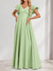 A-Line/Princess V-Neck Flutter Sleeves Modest Maternity Bridesmaid Dresses with Ruffles