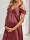 A-Line/Princess Cold Shoulder Floor-Length Ruched Long Satin Maternity Bridesmaid Dresses