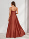 A-Line/Princess Cowl Neck Sleeveless Floor-Length Maternity Bridesmaid Dresses with Pleats