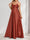 A-Line/Princess Cowl Neck Sleeveless Floor-Length Maternity Bridesmaid Dresses with Pleats