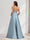 A-Line/Princess Strapless Ruched Long Maternity Bridesmaid Dresses with Split Side