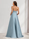 A-Line/Princess Strapless Ruched Long Maternity Bridesmaid Dresses with Split Side