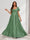 A-Line/Princess V-Neck Ruched Short Sleeves Elegant Maternity Bridesmaid Dresses with Pleats