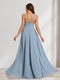 A-Line/Princess Halter Sleeveless Floor-Length Maternity Bridesmaid Dresses with Bow & Pleats